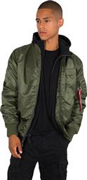 Alpha Industries MA-1 D-Tec Ανδρικό Χειμωνιάτικο Μπουφάν Bomber Αδιάβροχο Χακί