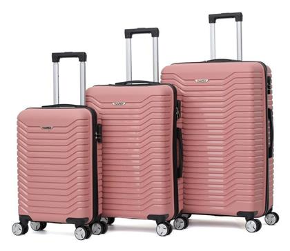 Amber Βαλίτσες Σκληρές Ροζ Σετ 3τμχ