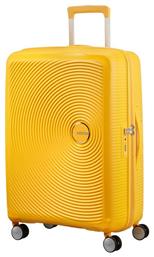 American Tourister Soundbox Spinner 4 Μεσαία Βαλίτσα με ύψος 67cm σε Κίτρινο χρώμα από το Plus4u