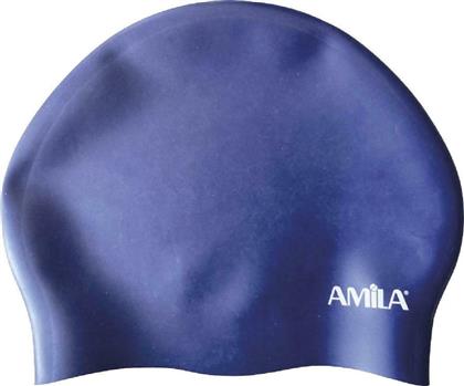 Amila 47026 Σκουφάκι Κολύμβησης Ενηλίκων από Σιλικόνη Μπλε για Μακριά Μαλλιά από το Athletix