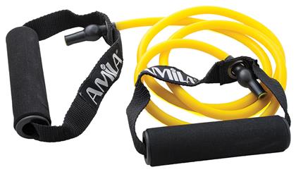 AMILA Λάστιχο Γυμναστικής Σωληνωτό Πολύ Μαλακό με Λαβές Κίτρινο 1.4m