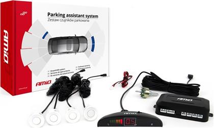 AMiO Σύστημα Παρκαρίσματος Αυτοκινήτου με Οθόνη και 4 Αισθητήρες 22mm σε Λευκό Χρώμα από το Public