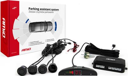 AMiO Σύστημα Παρκαρίσματος Αυτοκινήτου με Οθόνη και 4 Αισθητήρες 22mm σε Μαύρο Χρώμα από το Plus4u