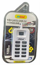 Andowl Q-HU801 USB 2.0 Hub 10 Θυρών με σύνδεση USB-A Λευκό από το MagicStore