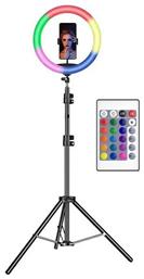 Andowl RGB Ring Light Mega Led Ring Light 26cm 26cm 3200-5600K με Τρίποδο Δαπέδου και Βάση για Κινητό