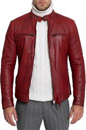 Ανδρικό Κόκκινο Red Leather Biker Jacket ARMA από το Hionidis