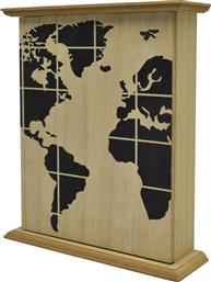 Ankor Κλειδοθήκη Τοίχου Ξύλινη Υδρόγειος Φυσικό 20x6x24cm