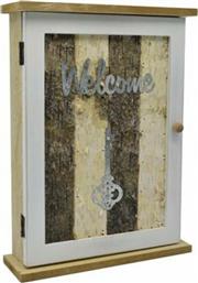 Ankor Κλειδοθήκη Τοίχου Ξύλινη Welcome Φυσικό-Λευκό 22x6.5x29.5cm από το Esmarket