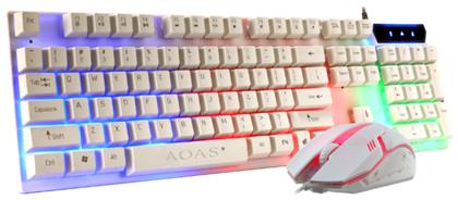 Aoas AOAS Teclado + Mouse Οπτικό - Σετ με Ποντίκι (Αγγλικό US)