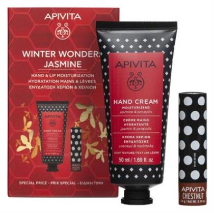 Apivita Winter Wonders Jasmine Κρέμα Χεριών Ενυδάτωσης Γιασεμί 50ml & Lip Care Κάστανο από το Pharm24