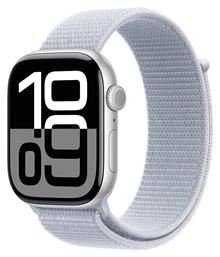 Apple Watch Series 10 46mm Silver με Blue Cloud Sport Loop