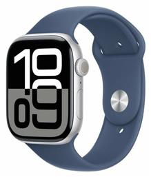 Apple Watch Series 10 46mm Silver με Denim Sport Band (S/M)