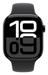 Apple Watch Series 10 Aluminium 46mm Αδιάβροχο με Παλμογράφο (Jet Black με Black Sport Band (S/M))