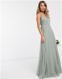 ASOS DESIGN Bridesmaid cami maxi dress with ruched bodice and tie waist-Green από το Asos