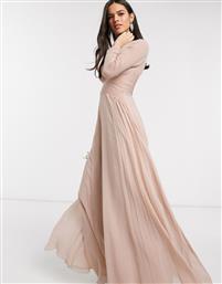 ASOS DESIGN Bridesmaid ruched waist maxi dress with long sleeves and pleat skirt-Multi από το Asos