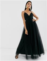 ASOS DESIGN cami pleated tulle maxi dress in black από το Asos