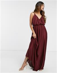ASOS DESIGN cami plunge maxi dress with blouson top in oxblood-Red από το Asos