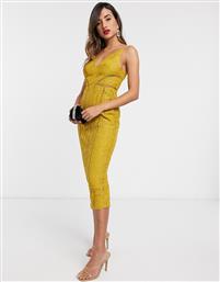 ASOS DESIGN lace midi dress with ladder trim detail-Yellow από το Asos