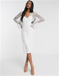 ASOS DESIGN lace robe midi dress in white από το Asos