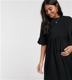 ASOS DESIGN Maternity super oversized frill sleeve smock dress in black από το Asos