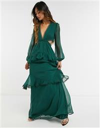 ASOS DESIGN maxi dress with long sleeve and circle trim in forest green από το Asos