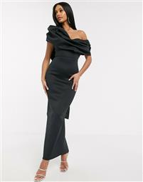 ASOS DESIGN one shoulder bubble neckline maxi dress in black από το Asos
