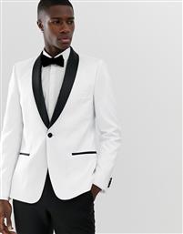 ASOS DESIGN skinny tuxedo blazer in white with black lapels από το Asos