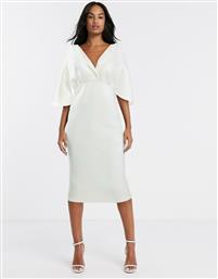 ASOS DESIGN structured cape sleeve shirt midi pencil dress in white από το Asos