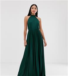 ASOS DESIGN Tall Halter Pleated Waisted Maxi Dress-Green από το Asos