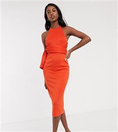 ASOS DESIGN Tall racer front tie back pencil midi dress in fiery red από το Asos
