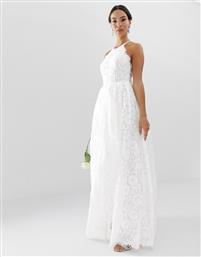 ASOS EDITION Amalie lace halter neck maxi wedding dress-White από το Asos