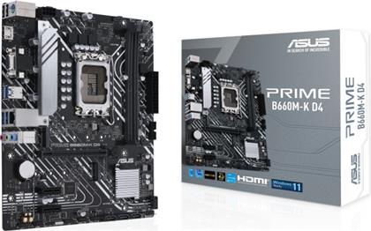 Asus Prime B660M-K D4 Motherboard Micro ATX με Intel 1700 Socket