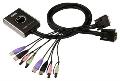 Aten 2-Port USB DVI/Audio Cable KVM Switch with Remote Port Selector