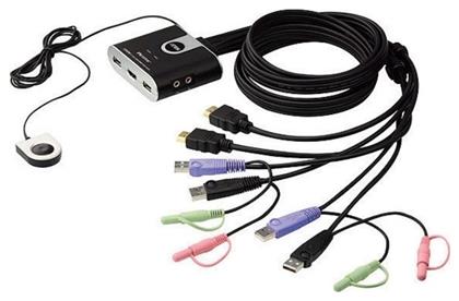 Aten 2-Port USB HDMI/Audio Cable KVM Switch with Remote Port Selector