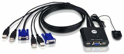 Aten 2-Port USB VGA Cable KVM Switch with Remote Port Selector