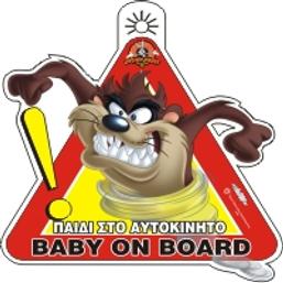 Auto Gs Σήμα Baby on Board με Βεντούζα Taz Κόκκινο από το Esmarket