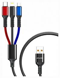 Awei CL-971 Braided USB to micro USB / Type-C / Lightning Cable 2.4A Μαύρο 1.2m (x24785) από το Public
