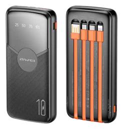 Awei P67K 4in1 Power Bank 10000mAh με Θύρα USB-A και Θύρα USB-C Μαύρο