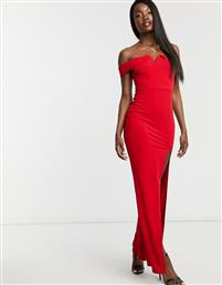 AX Paris bandeau maxi dress with split in red από το Asos