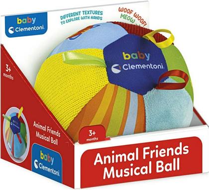 Baby Clementoni Animal Friends Music Ball από Ύφασμα για 3+ Μηνών