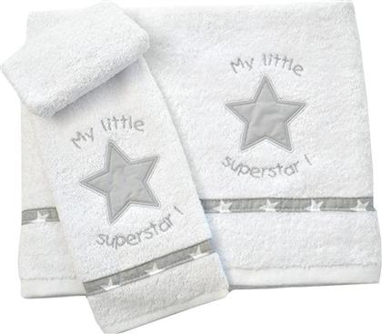 Baby Oliver My Little Superstar 301 Σετ Βρεφικές Πετσέτες Λευκές 2τμχ Βάρους 400gr/m² από το Spitishop