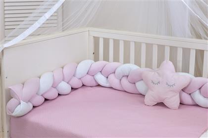 Baby Oliver Πάντα Πλεξούδα Design 120 White/Pink 18x200cm