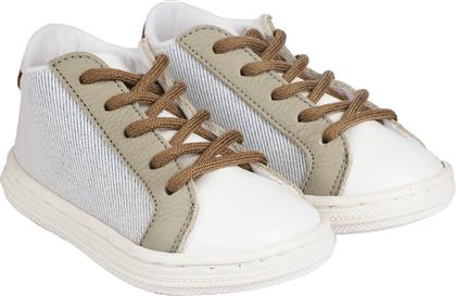 Babywalker Βαπτιστικά Δερμάτινα Sneakers Λευκό-Γκρι-Ταμπά από το Ladopano