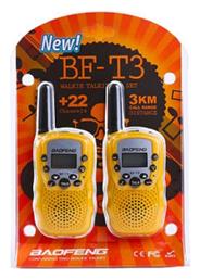 Baofeng BF-T3 Walkie Talkie με Μονόχρωμη Οθόνη Σετ 2τμχ Σε Πορτοκαλί Χρώμα