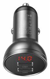 Baseus Digital Display Φορτιστής Αυτοκινήτου με Θύρες 2xUSB-A από το Saveltrade