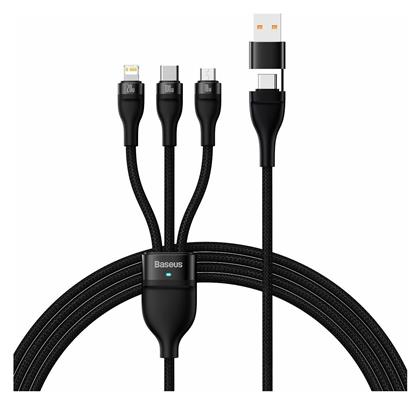 Baseus Flash Series II Braided USB to micro USB / Type-C / Lightning Cable Μαύρο 1.2m (CASS030101) από το e-shop