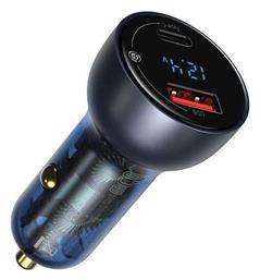 Baseus Φορτιστής Αυτοκινήτου με Θύρες 1xUSB-A 1xType-C