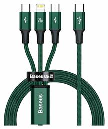 Baseus Rapid Series Braided USB to micro USB / Type-C / Lightning Cable 3A Πράσινο 1.5m (CAMLT-SC06) από το e-shop