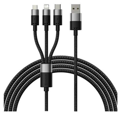 Baseus Starspeed Braided USB to Lightning / Type-C / micro USB Cable 3.5A Μαύρο 1.2m