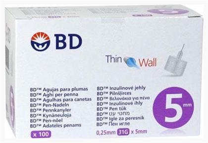 BD Thin Wall Βελόνες Ινσουλίνης 31G x 5mm 100τμχ